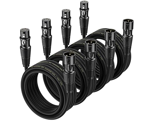 XLR Cables 6 Ft 4 Packs - Male to Female Microphone Cable with 3-Pin Balanced Shielded XLR Speaker Cables Mic Cable
