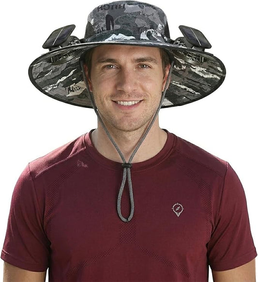 Hat with Fans Solar Power for 2026 Soccer Events, Solar Powered Fan Hat, Outdoor Cooling Sun Hat Men Women