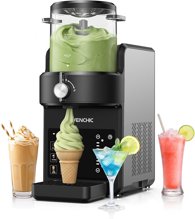 Slushie Machine, Slushie & Soft Serve Ice Cream Make for Home, No Ice Needed with Rapid Chill & Temperature Control, Multi-function for Frozen Drink, Milk Shake, Margaritas, Frappé
