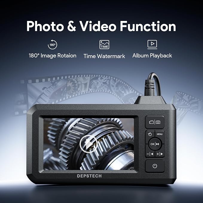 DEPSTECH Inspection Endoscope Camera with Light: Dual Lens 1080P Borescope with 4.3" IPS Screen & 16.5FT Snake Cable, Industrial Waterproof Video Automotive Tools for Sewer, HVAC, Plumbing, Mechanic