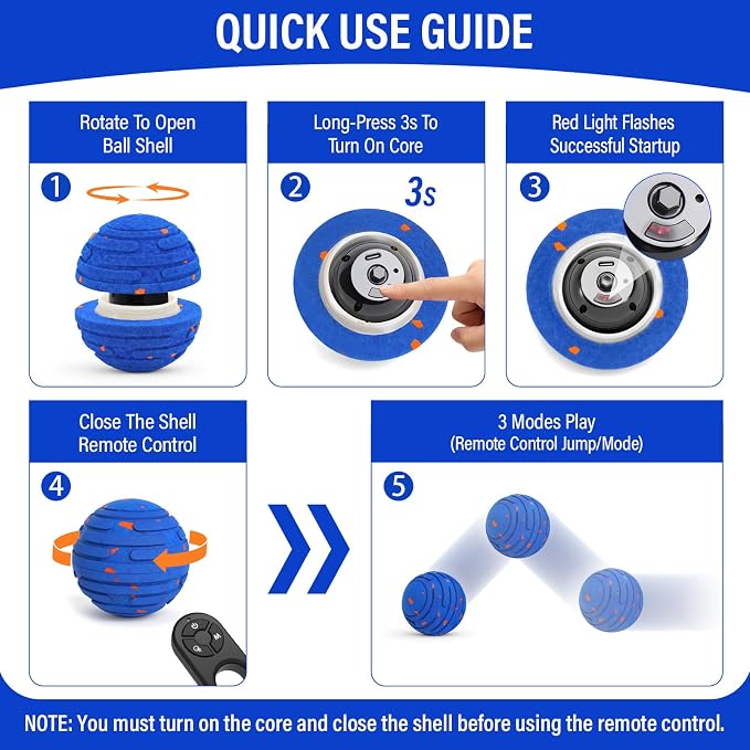 Smart Interactive Dog Toy Ball, Upgrade Automatic 3 Modes Moving Ball with Remote Control for Medium Large Dogs, Waterproof 2H Play E-TPU Bouncing & Rotating Dog Toy to Keep Busy (Dark Blue)