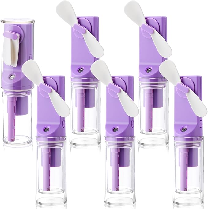 6 Pack Portable Misting Fan Handheld Rechargeable Fan Mini Battery Operated Fans with 4 Speeds Water Mist for Women Men Home Office Travel Makeup Outdoor(Purple)