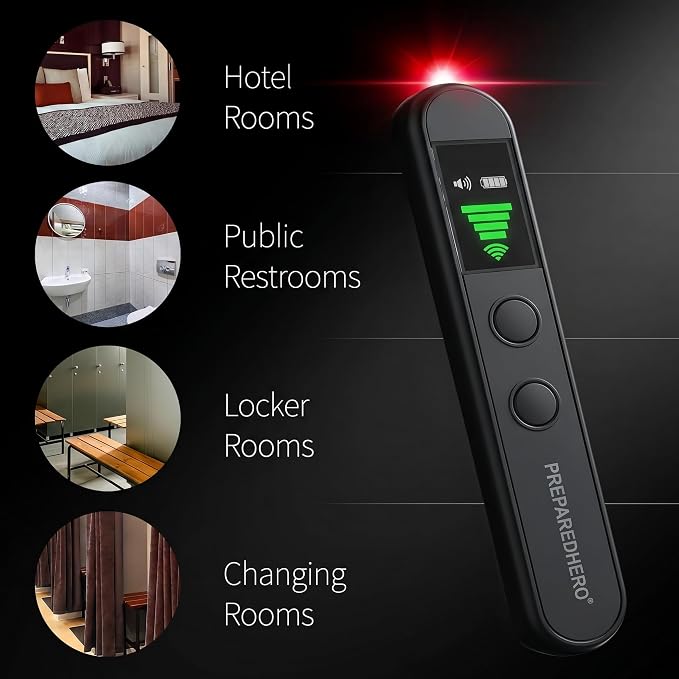 Hero Privacy Pen | 3-in-1 Travel Privacy Tool | RF Signal Detector, Infrared Camera Lens Finder and Door Motion Alarm | Pocket-Sized, No App Needed, Rechargeable, 5 Pack