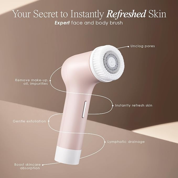 Gloa Face and Body Cleansing Brush by Project E Beauty | 3 Cleaning Brushes | Pore Cleaner | Scrub Brushes for Cleaning | Exfoliate for Face & Body | Brush Cleaner for Body | Waterproof Skin Care Kit