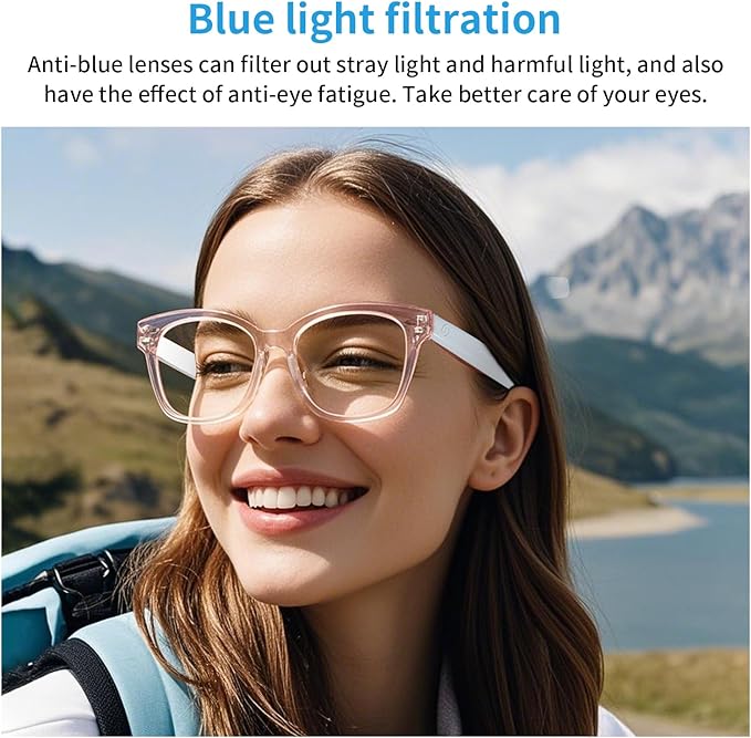 AI Glasses for Women Men, Smart Glasses with Real-Time Translation, Open Ear Blue Light Filtering Lenses, Supports 160+ Languages & Accents, Bluetooth Glasses for Travel Meeting Trade Business