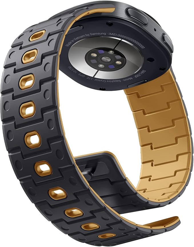 Bandletic Silicone Magnetic Band Compatible with Samsung Galaxy Watch 8 40mm 44mm / 8 Classic 46mm 2025, No Gap Soft Sport Wristbands Breathable Replacement Strap for Men Women, Anthracite Gray/Ochre