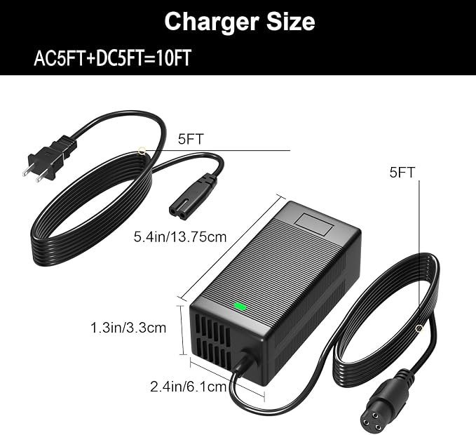 54.6V Charger for iScooter 48V Li-ion Battery Compatible with iScooter IX3 IX4 48V Battery Power Adapter Cord
