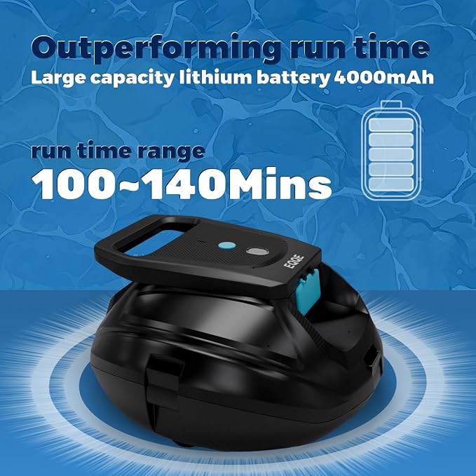 SP1 Cordless Robotic Pool Cleaner, Pool Robot, Floor Only Automatic Pool Vacuum for Cleaning Above-Ground Flat-Bottom Swimming Pools up to 860 sq.ft, 2.5h Fast Charging, 120 Mins Runtime