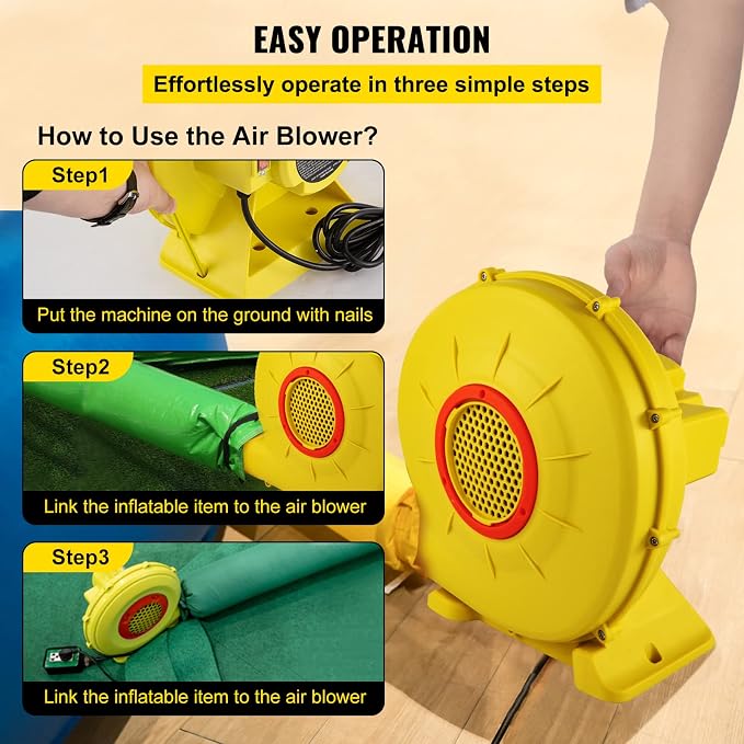 VEVOR Inflatable Blower, Electric Air Blower, Bounce House Blowing Pump, Commercial Corded Fan Pump for Castle Wate Slides Water Slide Bouncy Castle