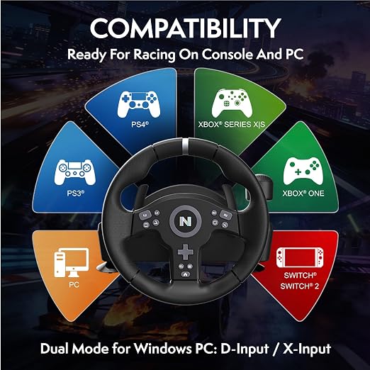 Nitho Drive Pro V200 PC Gaming Racing Wheel with Pedals and Shifter, Steering Wheel Compatible with PC, PS4, Switch 2/Switch, Xbox Series X|S and Xbox One, 270° Car Driving Simulator with Vibration