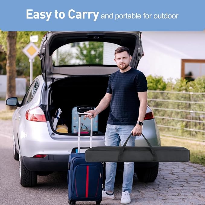 Projector Screen with Stand 120 Inch, 16:9 4K HD Portable Projector Screen Indoor Outdoor, Foldable Wrinkle-Free Movie Screen 160° Front Rear Projection Screen with Carry Bag for Home Movie