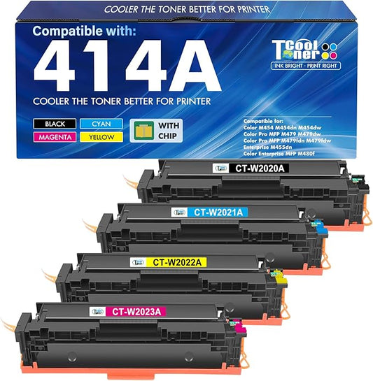 414A Toner Cartridges 4 Pack MFP M479fdw M454dw Compatible for HP414A 414 414X for HP Color LaserJet Pro MFP M479 M479fdw M479fdn M479dw M454dn M479dn M454 Printer Ink (Black Cyan Yellow Magenta)