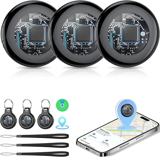 2026 New [Apple MFi Certified] (iOS Only) Tracker Tags-3 Pack, Bluetooth 5.3 GPS Tracker for Apple Find My, Replaceable Battery, 100dB Sounds, Key Finder and Item Locator for Car, Keys, Luggage, Black