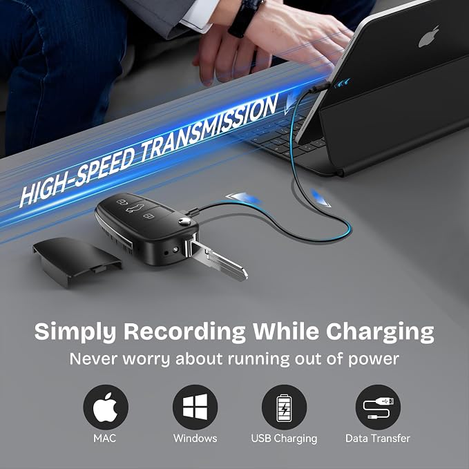 64G 1080P HD Key Fob Camera,Nanny Cam for Home Security, Car Key Camera with Motion Detection & Loop Recording, Long Battery Outdoor Cam with Night Vision & Take Photos, Easy to Use