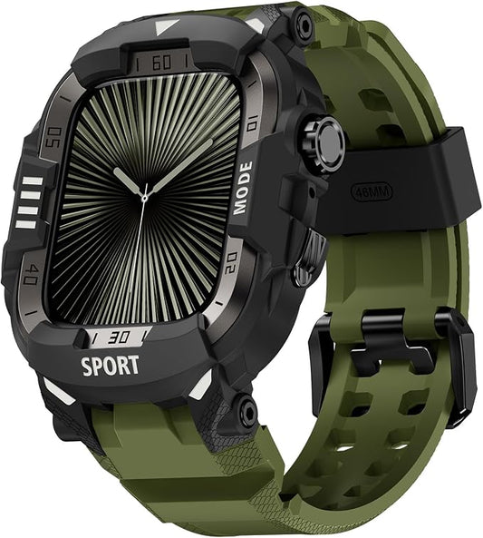 DABAOZA Rugged Case with Band Compatible with Apple Watch 46mm, for iWatch Series 11/10,Military Grade Shockproof Bumper and Men's Tactical Heavy Duty Strap(Army Green,46MM)
