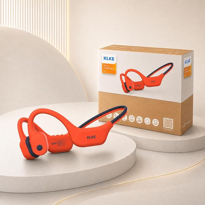 Open-Ear Bone Conduction Headphones for Running, Bluetooth Sports Headphones with Rear Safety Light, Dual Modes, Adjustable Fit, IP66 Waterproof, Mic, 10H Playtime for Gym Cycling