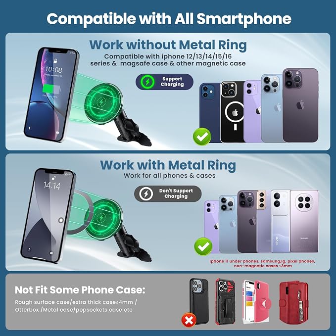 Kaishengyuan Wireless Charger Magnetic Vent Phone Mount Compatible with Tacoma 2016-2023 and 2014-2021 Toyota Tundra, 3rd Gen Tacoma Cell Phone Cradles with 20x Super Strong Magnet Phone Holder