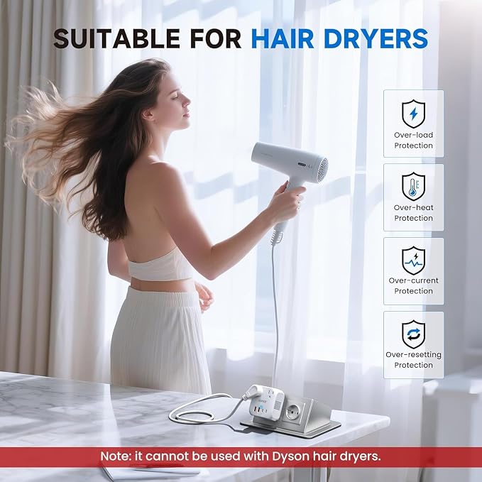DOACE 2000W 220V to 110V Converter for European Travel for Hair Dryers, Voltage Converter US to Europe with Fast Charging Power Converter Adapter Combo with 4 USB Ports Step Down Transformer