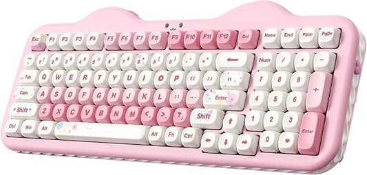 YUNZII C98 Wireless Mechanical Keyboard with Number Pad,99 Key BT5.0/2.4G/USB-C Hot Swap Gasket Mount with PBT MOA Keycaps,Custom RGB,Cute Cake Keyboard for Win/Mac (Pink, Milk V2 Linear Switch)