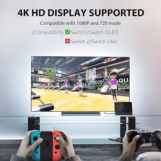 SIWIQU TV Dock Station for Nintendo Switch/Switch OLED, Portable TV Docking Station Replacement with 4K HDMI Adapter/Type C Port/USB Port for Official Nintendo Switch (for Switch/OLED)
