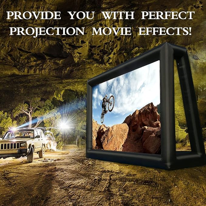 Inflatable Projector Screen - 25FT Outdoor Movie Screen Blow Up for Movie Parties Backyard Outside with Air Blower and Carry Bag, Front and Rear Projection