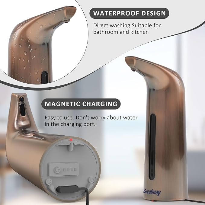 Convenient Automatic Soap Dispenser,4 Adjustable Levels Touchless Hand Sanitizer Pump with Infrared Sensor, Countertop Electric Dispenser for Bathroom,Kitchen