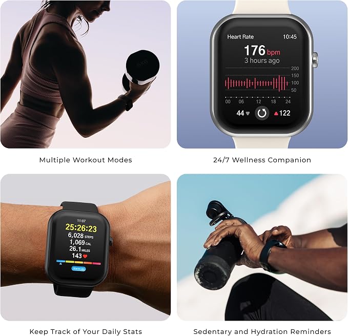 iTouch AIR 5 Smartwatch, 1.85" AMOLED Display, Bluetooth Calling, 100+ Sports Modes, Heart Rate, SpO2, Sleep & Stress Tracking, Water Resistant, 7-Day Battery Life, for Android & iPhone