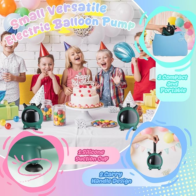 Balloon Pump Electric, Portable Balloons Inflator Air Pump Dual Nozzle, 110V Small Electric Balloons Blower Machine Corded, 600W for Latex Foil Balloon Arch Garland Party Decorations Supplies