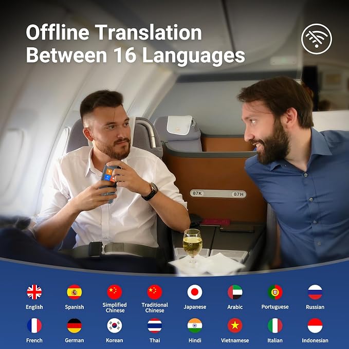 ANFIER W09 AI Translation Device Real Time, Language Voice Translator in 144 Languages & Accents with Photo/Text Translate, Offline Two-Way Traductor, Spanish Translating Devices for Business (Grey)