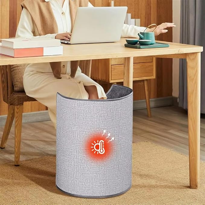 Portable Leg Warmer with Soft Blanket Under Desk Leg Foot Knee Heater Quiet Foot Warmer Winter Foot Warmer 60 Degree Small Space Heater Portable Space Heater for Office and Home (Gray)