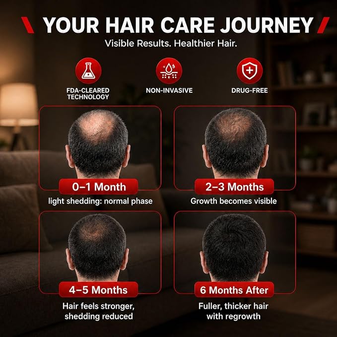Red Light Therapy for Hair Growth,528 Total Light Emitters,Full-Scalp Coverage,Laser Hair Growth Cap for Men & Women,Black