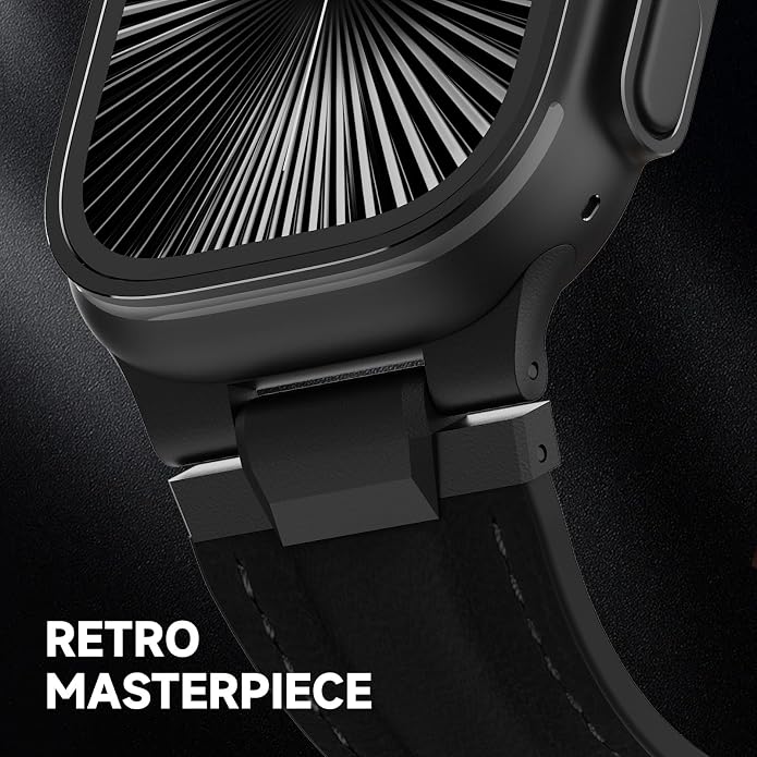 Vintage Genuine Leather Band for Apple Watch Ultra 49mm (2026 Upgrade), Rugged Replacement Strap Compatible with iWatch 46mm 45mm 44mm - for Men Women, Fit Ultra3/2/1, SE 3/2/1, Series11 10/9/8/7/6/5/4