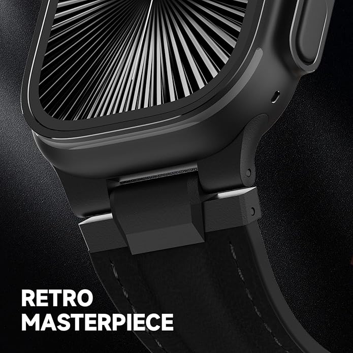 Vintage Genuine Leather Band for Apple Watch Ultra 49mm (2026 Upgrade), Rugged Replacement Strap Compatible with iWatch 46mm 45mm 44mm - for Men Women, Fit Ultra3/2/1, SE 3/2/1, Series11 10/9/8/7/6/5/4
