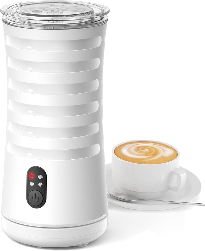 Milk Frother, 4-in-1 Milk Steamer and Frother, Hot & Cold Foam Milk Warmer with Temperature Control, Auto Shut-Off Frothers for Coffee, Latte, Cappuccino, Macchiato