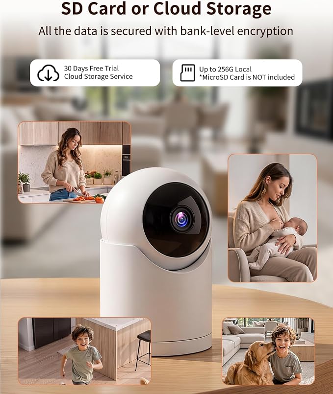 𝟐𝐊 Indoor Cameras for Home Security, for indoor Baby Pet Dog Cat Nanny | Auto tracking,5G&2.4G WiFi,Work with Alexa,AI Voice Output,Instant Alert,Night Vision,IP65