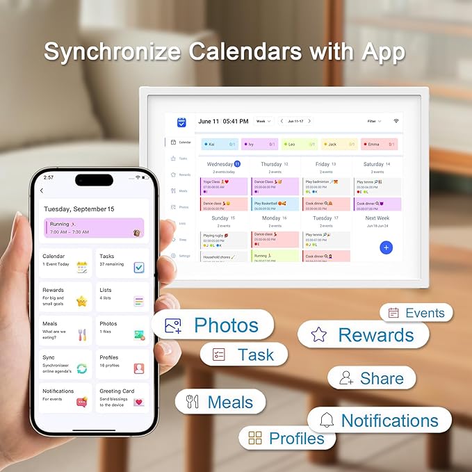 10.1 inch Wall Planner Digital Calendar & Chore Chart, Smart Touchscreen Interactive Display for Family Schedules, Hearth Display Digital Calendar, Great for Organizing Your 2026 Year