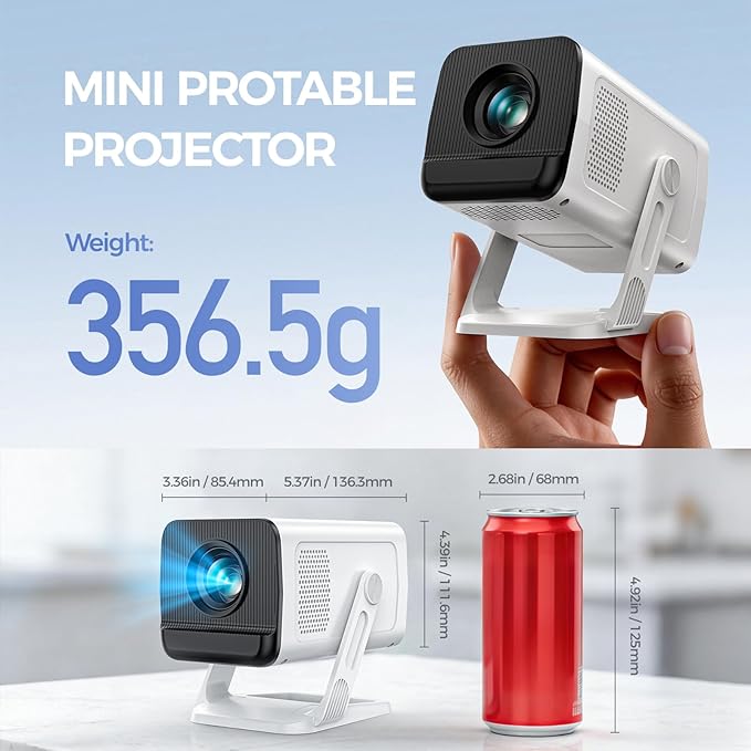 [Built-in Apps & 2026 Upgraded] Mini Projector with WiFi and Bluetooth,Native 1080P Smart Projector 4K Supported,Auto Vertical Keystone,210° Rotatable,Compatible with TV Stick,Smartphone(Medium)
