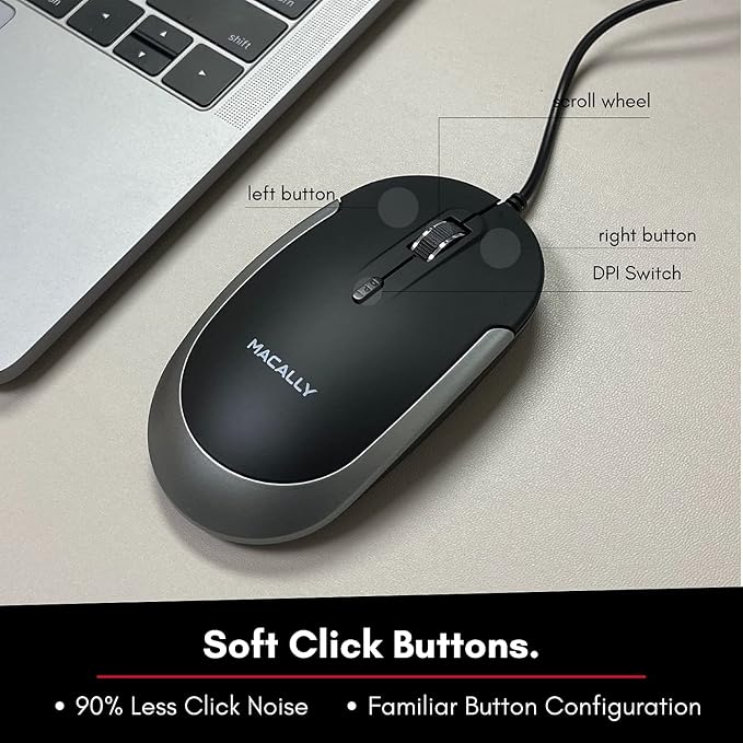 Macally Backlit Compact Keyboard and a Wired Computer Mouse, Sleek and Clean