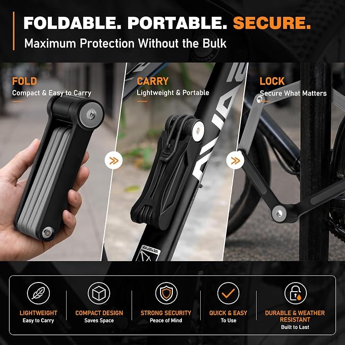 2 Pack Heavy Duty Folding Bike Locks, 34" Foldable Bicycle Lock with 8 Keys & Mounting Brackets, Alloy Steel Anti Theft Bike Lock for Electric Bike, Scooter & Motorcycle - Gray