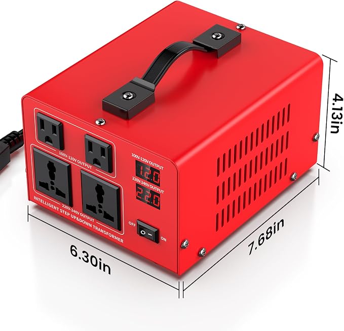 1000W Voltage Transformer Power Converter(110V to 220V, 220V to 110V) Step Up/Down Converter 110/120 Volt - 220/240 Volt w/US Power Cord, LCD Display, 2 US Outlets, 2 Universal Outlet