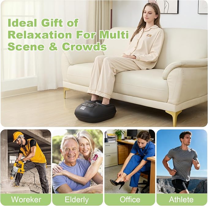 LINGTENG Electric Foot Massagers, Shiatsu Foot Massager with Heat and Compression, Deep Kneading 3-Level Pressure, Home Office Use for Men Women Parents Seniors