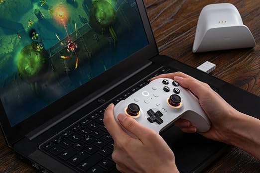 8BitDo Ultimate 2 Bluetooth Controller for Switch/Switch 2 & Windows PC, Switch Pro Controller with TMR Joysticks, Switchable Hall Effect/Tactile Triggers, Vibration and Motion Control - White