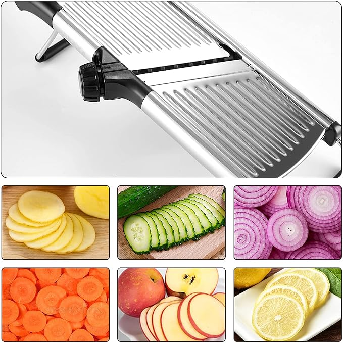 VEKAYA 5 in 1 Rotary Cheese Grater and Stainless Steel Madoline Slicer