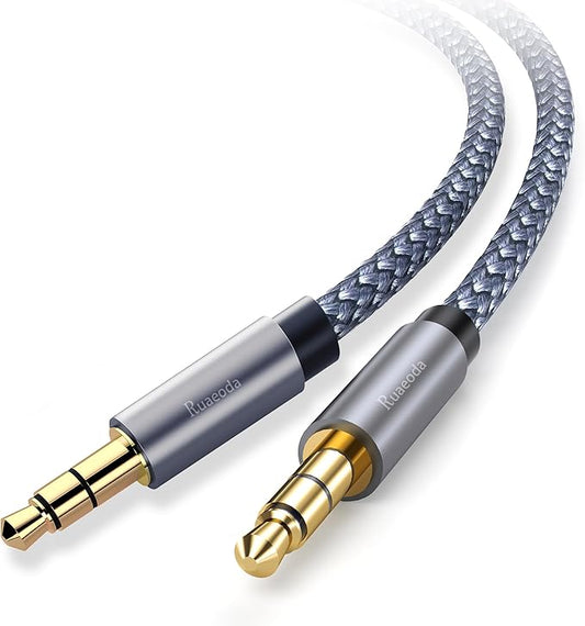 Aux Cord 15 ft,3.5mm Audio Cable Male to Male Stereo Hi-Fi Sound Nylon Braided aux to aux 1/8 Cable for Headphones Car Home Stereos Speakers Tablets