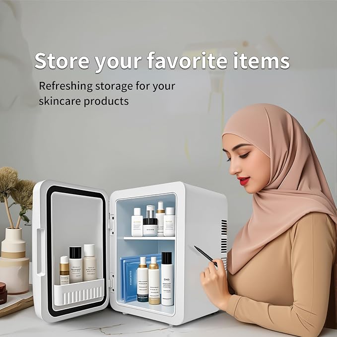 Mini Fridge, 6L/8 Can Portable Personal Refrigerator - Cooler and Warmer, Ideal for Car Use and for Skin Care, Cosmetics, Beverage, Food,Great for Bedroom, Office, Dorm