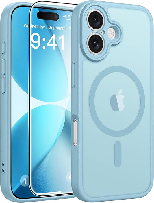 FNTCASE for iPhone 17 Case: [Compatible with Magsafe] Translucent Matte Cases with [Full Camera Protection] [Screen Protector] Military Grade Shockproof Protective Phone Cover - Teal