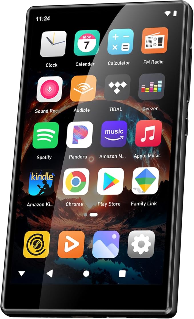 SWOFY 96GB MP3 Player with Bluetooth and WiFi, 5" Full Color Touch Screen MP4 Music Player with Parental Control,Spotify,Audible,YouTube, Android Digital Audio Player for Kids,Up to 1TB,Black