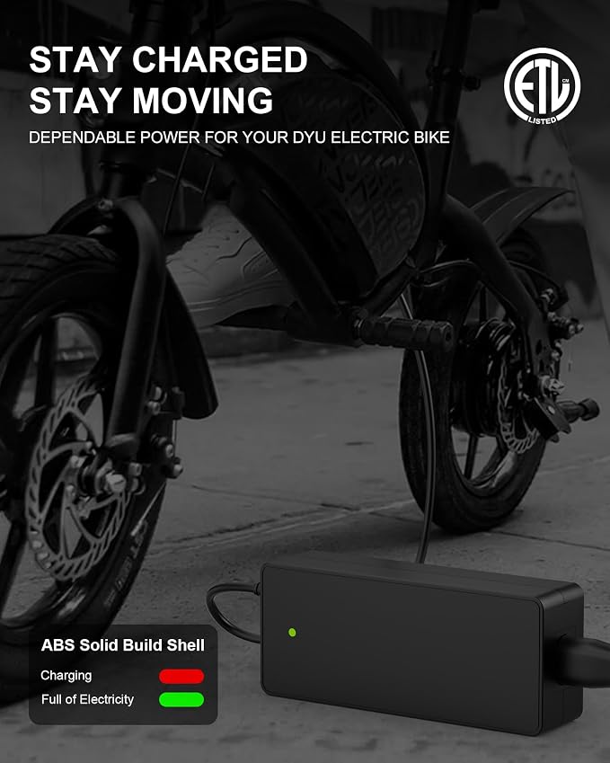 VHBW 42V 2A Electric Bike Charger for DYU D3F, King750, A1F, FF500, C2, C3, C5, C6, C6 Pro – Fast Battery Charger with LED Indicator & Safety Protection