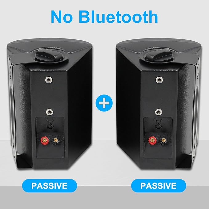 Herdio 4 Inches Passive Outdoor Speakers with 200Watt Powerful Bass Expansive Stereo Sound Coverage All-Weather Durability (Pair, Black)