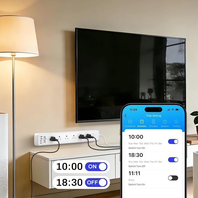 BN-LINK Smart WiFi Power Strip Surge Protector, 6 Individually Controlled Outlets, 4 USB Ports with 20W USB-C Fast Charging, Alexa & Google Home Compatible, App Timer Control